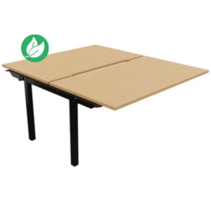 Bureau droit partagé 2 postes Burocolor échancré - Suivant - L.140 x P.163 cm - Plateau Hêtre - Pieds Noir Bureau droit partagé 2 postes Burocolor échancré - Suivant - L.140 x P.163 cm - Plateau Hêtre - Pieds Noir