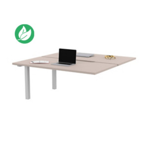 Bureau droit partagé 2 postes Burocolor échancré - Suivant - L.160 x P.163 cm - Plateau Argile - Pieds Blanc Bureau droit partagé 2 postes Burocolor échancré - Suivant - L.160 x P.163 cm - Plateau Argile - Pieds Blanc