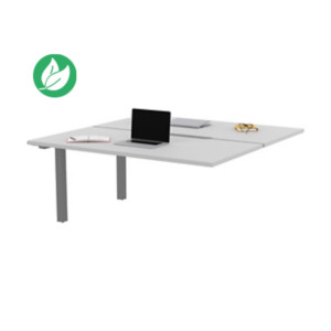 Bureau droit partagé 2 postes Burocolor échancré - Suivant - L.160 x P.163 cm - Plateau Blanc - Pieds Aluminium Bureau droit partagé 2 postes Burocolor échancré - Suivant - L.160 x P.163 cm - Plateau Blanc - Pieds Aluminium