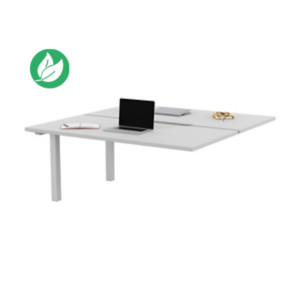 Bureau droit partagé 2 postes Burocolor échancré - Suivant - L.160 x P.163 cm - Plateau Blanc - Pieds Blanc Bureau droit partagé 2 postes Burocolor échancré - Suivant - L.160 x P.163 cm - Plateau Blanc - Pieds Blanc