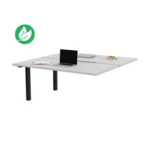 Bureau droit partagé 2 postes Burocolor échancré - Suivant - L.160 x P.163 cm - Plateau Blanc - Pieds Noir Bureau droit partagé 2 postes Burocolor échancré - Suivant - L.160 x P.163 cm - Plateau Blanc - Pieds Noir