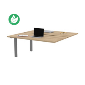 Bureau droit partagé 2 postes Burocolor échancré - Suivant - L.160 x P.163 cm - Plateau Chêne Nebraska - Pieds Aluminium Bureau droit partagé 2 postes Burocolor échancré - Suivant - L.160 x P.163 cm - Plateau Chêne Nebraska - Pieds Aluminium