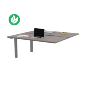 Bureau droit partagé 2 postes Burocolor échancré - Suivant - L.160 x P.163 cm - Plateau Cèdre - Pieds Aluminium Bureau droit partagé 2 postes Burocolor échancré - Suivant - L.160 x P.163 cm - Plateau Cèdre - Pieds Aluminium