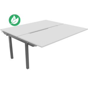 Bureau droit partagé 2 postes Burocolor échancré - Suivant - L.180 x P.163 cm - Plateau Blanc - Pieds Aluminium Bureau droit partagé 2 postes Burocolor échancré - Suivant - L.180 x P.163 cm - Plateau Blanc - Pieds Aluminium