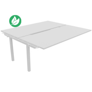 Bureau droit partagé 2 postes Burocolor échancré - Suivant - L.180 x P.163 cm - Plateau Blanc - Pieds Blanc Bureau droit partagé 2 postes Burocolor échancré - Suivant - L.180 x P.163 cm - Plateau Blanc - Pieds Blanc