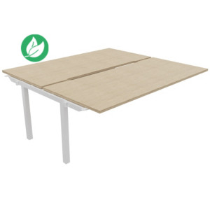 Bureau droit partagé 2 postes Burocolor échancré - Suivant - L.180 x P.163 cm - Plateau Chêne - Pieds Blanc Bureau droit partagé 2 postes Burocolor échancré - Suivant - L.180 x P.163 cm - Plateau Chêne - Pieds Blanc