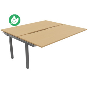 Bureau droit partagé 2 postes Burocolor échancré - Suivant - L.180 x P.163 cm - Plateau Hêtre - Pieds Aluminium Bureau droit partagé 2 postes Burocolor échancré - Suivant - L.180 x P.163 cm - Plateau Hêtre - Pieds Aluminium