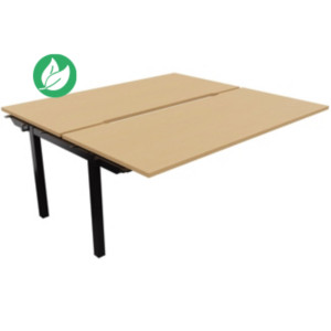 Bureau droit partagé 2 postes Burocolor échancré - Suivant - L.180 x P.163 cm - Plateau Hêtre - Pieds Noir Bureau droit partagé 2 postes Burocolor échancré - Suivant - L.180 x P.163 cm - Plateau Hêtre - Pieds Noir