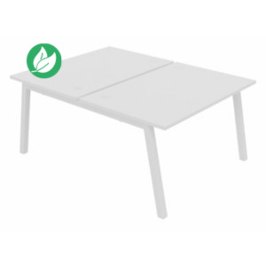 Bureau droit partagé 2 postes Burocolor A avec obturateurs - Départ - L.120 x P.163 cm - Plateau Blanc - Pieds Blanc Bureau droit partagé 2 postes Burocolor A avec obturateurs - Départ - L.120 x P.163 cm - Plateau Blanc - Pieds Blanc