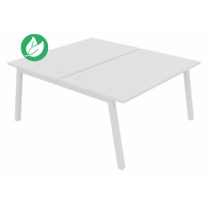 Bureau droit partagé 2 postes Burocolor A avec obturateurs - Départ - L.140 x P.163 cm - Plateau Blanc - Pieds Blanc Bureau droit partagé 2 postes Burocolor A avec obturateurs - Départ - L.140 x P.163 cm - Plateau Blanc - Pieds Blanc