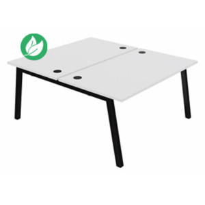 Bureau droit partagé 2 postes Burocolor A avec obturateurs - Départ - L.140 x P.163 cm - Plateau Blanc - Pieds Noir Bureau droit partagé 2 postes Burocolor A avec obturateurs - Départ - L.140 x P.163 cm - Plateau Blanc - Pieds Noir