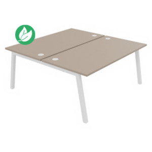 Bureau droit partagé 2 postes Burocolor A avec obturateurs - Départ - L.160 x P.163 cm - Plateau Argile - Pieds Blanc Bureau droit partagé 2 postes Burocolor A avec obturateurs - Départ - L.160 x P.163 cm - Plateau Argile - Pieds Blanc