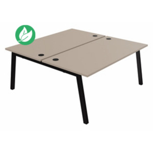 Bureau droit partagé 2 postes Burocolor A avec obturateurs - Départ - L.160 x P.163 cm - Plateau Argile - Pieds Noir Bureau droit partagé 2 postes Burocolor A avec obturateurs - Départ - L.160 x P.163 cm - Plateau Argile - Pieds Noir