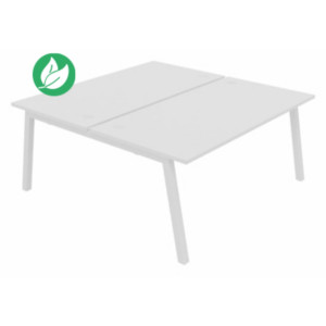 Bureau droit partagé 2 postes Burocolor A avec obturateurs - Départ - L.160 x P.163 cm - Plateau Blanc - Pieds Blanc Bureau droit partagé 2 postes Burocolor A avec obturateurs - Départ - L.160 x P.163 cm - Plateau Blanc - Pieds Blanc