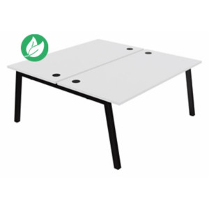 Bureau droit partagé 2 postes Burocolor A avec obturateurs - Départ - L.160 x P.163 cm - Plateau Blanc - Pieds Noir Bureau droit partagé 2 postes Burocolor A avec obturateurs - Départ - L.160 x P.163 cm - Plateau Blanc - Pieds Noir