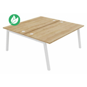 Bureau droit partagé 2 postes Burocolor A avec obturateurs - Départ - L.160 x P.163 cm - Plateau Chêne Nebraska - Pieds Blanc Bureau droit partagé 2 postes Burocolor A avec obturateurs - Départ - L.160 x P.163 cm - Plateau Chêne Nebraska - Pieds Blanc