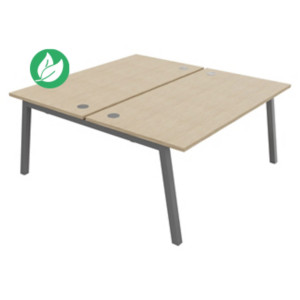 Bureau droit partagé 2 postes Burocolor A avec obturateurs - Départ - L.160 x P.163 cm - Plateau Chêne - Pieds Aluminium Bureau droit partagé 2 postes Burocolor A avec obturateurs - Départ - L.160 x P.163 cm - Plateau Chêne - Pieds Aluminium