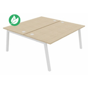 Bureau droit partagé 2 postes Burocolor A avec obturateurs - Départ - L.160 x P.163 cm - Plateau Chêne - Pieds Blanc Bureau droit partagé 2 postes Burocolor A avec obturateurs - Départ - L.160 x P.163 cm - Plateau Chêne - Pieds Blanc