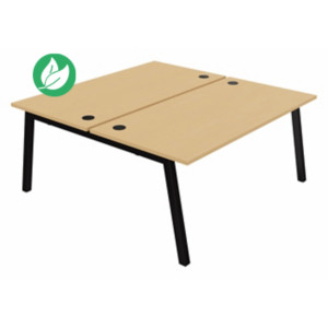 Bureau droit partagé 2 postes Burocolor A avec obturateurs - Départ - L.160 x P.163 cm - Plateau Hêtre - Pieds Noir Bureau droit partagé 2 postes Burocolor A avec obturateurs - Départ - L.160 x P.163 cm - Plateau Hêtre - Pieds Noir
