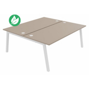 Bureau droit partagé 2 postes Burocolor A avec obturateurs - Départ - L.180 x P.163 cm - Plateau Argile - Pieds Blanc Bureau droit partagé 2 postes Burocolor A avec obturateurs - Départ - L.180 x P.163 cm - Plateau Argile - Pieds Blanc