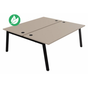 Bureau droit partagé 2 postes Burocolor A avec obturateurs - Départ - L.180 x P.163 cm - Plateau Argile - Pieds Noir Bureau droit partagé 2 postes Burocolor A avec obturateurs - Départ - L.180 x P.163 cm - Plateau Argile - Pieds Noir