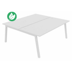 Bureau droit partagé 2 postes Burocolor A avec obturateurs - Départ - L.180 x P.163 cm - Plateau Blanc - Pieds Blanc Bureau droit partagé 2 postes Burocolor A avec obturateurs - Départ - L.180 x P.163 cm - Plateau Blanc - Pieds Blanc