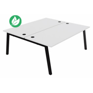 Bureau droit partagé 2 postes Burocolor A avec obturateurs - Départ - L.180 x P.163 cm - Plateau Blanc - Pieds Noir Bureau droit partagé 2 postes Burocolor A avec obturateurs - Départ - L.180 x P.163 cm - Plateau Blanc - Pieds Noir