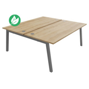 Bureau droit partagé 2 postes Burocolor A avec obturateurs - Départ - L.180 x P.163 cm - Plateau Chêne Nebraska - Pieds Aluminium Bureau droit partagé 2 postes Burocolor A avec obturateurs - Départ - L.180 x P.163 cm - Plateau Chêne Nebraska - Pieds Aluminium