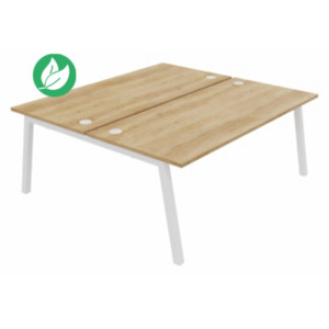 Bureau droit partagé 2 postes Burocolor A avec obturateurs - Départ - L.180 x P.163 cm - Plateau Chêne Nebraska - Pieds Blanc Bureau droit partagé 2 postes Burocolor A avec obturateurs - Départ - L.180 x P.163 cm - Plateau Chêne Nebraska - Pieds Blanc