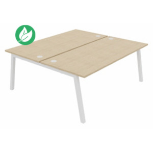 Bureau droit partagé 2 postes Burocolor A avec obturateurs - Départ - L.180 x P.163 cm - Plateau Chêne - Pieds Blanc Bureau droit partagé 2 postes Burocolor A avec obturateurs - Départ - L.180 x P.163 cm - Plateau Chêne - Pieds Blanc