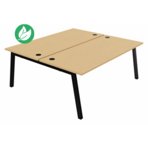 Bureau droit partagé 2 postes Burocolor A avec obturateurs - Départ - L.180 x P.163 cm - Plateau Hêtre - Pieds Noir Bureau droit partagé 2 postes Burocolor A avec obturateurs - Départ - L.180 x P.163 cm - Plateau Hêtre - Pieds Noir