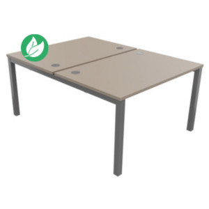 Bureau droit partagé 2 postes Burocolor - Départ - L.120 x P.163 cm - Plateau Argile - Pieds Aluminium Bureau droit partagé 2 postes Burocolor - Départ - L.120 x P.163 cm - Plateau Argile - Pieds Aluminium