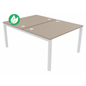 Bureau droit partagé 2 postes Burocolor - Départ - L.120 x P.163 cm - Plateau Argile - Pieds Blanc Bureau droit partagé 2 postes Burocolor - Départ - L.120 x P.163 cm - Plateau Argile - Pieds Blanc
