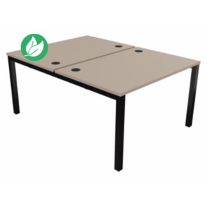 Bureau droit partagé 2 postes Burocolor - Départ - L.120 x P.163 cm - Plateau Argile - Pieds Noir Bureau droit partagé 2 postes Burocolor - Départ - L.120 x P.163 cm - Plateau Argile - Pieds Noir