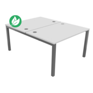 Bureau droit partagé 2 postes Burocolor - Départ - L.120 x P.163 cm - Plateau Blanc - Pieds Aluminium Bureau droit partagé 2 postes Burocolor - Départ - L.120 x P.163 cm - Plateau Blanc - Pieds Aluminium