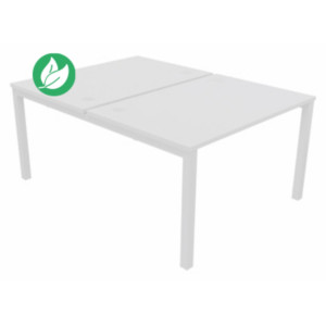 Bureau droit partagé 2 postes Burocolor - Départ - L.120 x P.163 cm - Plateau Blanc - Pieds Blanc Bureau droit partagé 2 postes Burocolor - Départ - L.120 x P.163 cm - Plateau Blanc - Pieds Blanc