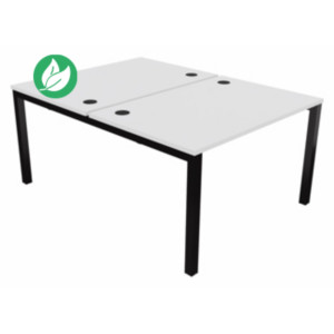 Bureau droit partagé 2 postes Burocolor - Départ - L.120 x P.163 cm - Plateau Blanc - Pieds Noir Bureau droit partagé 2 postes Burocolor - Départ - L.120 x P.163 cm - Plateau Blanc - Pieds Noir
