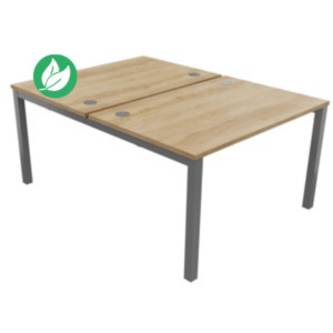 Bureau droit partagé 2 postes Burocolor - Départ - L.120 x P.163 cm - Plateau Chêne Nebraska - Pieds Aluminium Bureau droit partagé 2 postes Burocolor - Départ - L.120 x P.163 cm - Plateau Chêne Nebraska - Pieds Aluminium