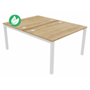 Bureau droit partagé 2 postes Burocolor - Départ - L.120 x P.163 cm - Plateau Chêne Nebraska - Pieds Blanc Bureau droit partagé 2 postes Burocolor - Départ - L.120 x P.163 cm - Plateau Chêne Nebraska - Pieds Blanc
