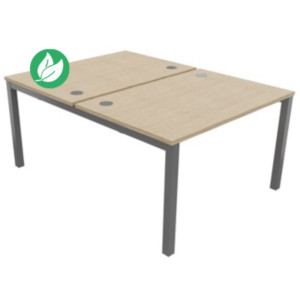 Bureau droit partagé 2 postes Burocolor - Départ - L.120 x P.163 cm - Plateau Chêne - Pieds Aluminium Bureau droit partagé 2 postes Burocolor - Départ - L.120 x P.163 cm - Plateau Chêne - Pieds Aluminium