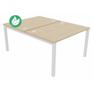Bureau droit partagé 2 postes Burocolor - Départ - L.120 x P.163 cm - Plateau Chêne - Pieds Blanc Bureau droit partagé 2 postes Burocolor - Départ - L.120 x P.163 cm - Plateau Chêne - Pieds Blanc
