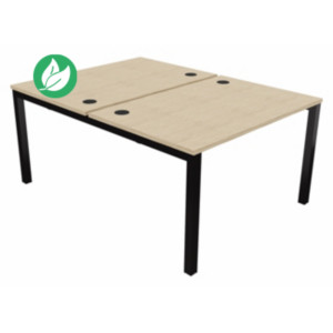 Bureau droit partagé 2 postes Burocolor - Départ - L.120 x P.163 cm - Plateau Chêne - Pieds Noir Bureau droit partagé 2 postes Burocolor - Départ - L.120 x P.163 cm - Plateau Chêne - Pieds Noir