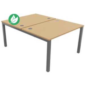 Bureau droit partagé 2 postes Burocolor - Départ - L.120 x P.163 cm - Plateau Hêtre - Pieds Aluminium Bureau droit partagé 2 postes Burocolor - Départ - L.120 x P.163 cm - Plateau Hêtre - Pieds Aluminium
