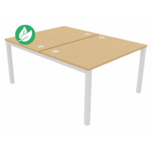 Bureau droit partagé 2 postes Burocolor - Départ - L.120 x P.163 cm - Plateau Hêtre - Pieds Blanc Bureau droit partagé 2 postes Burocolor - Départ - L.120 x P.163 cm - Plateau Hêtre - Pieds Blanc