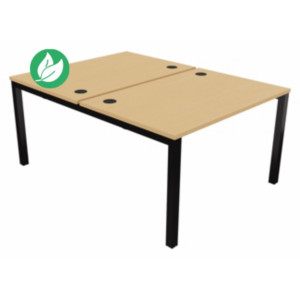 Bureau droit partagé 2 postes Burocolor - Départ - L.120 x P.163 cm - Plateau Hêtre - Pieds Noir Bureau droit partagé 2 postes Burocolor - Départ - L.120 x P.163 cm - Plateau Hêtre - Pieds Noir