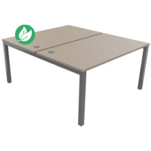 Bureau droit partagé 2 postes Burocolor - Départ - L.140 x P.163 cm - Plateau Argile - Pieds Aluminium Bureau droit partagé 2 postes Burocolor - Départ - L.140 x P.163 cm - Plateau Argile - Pieds Aluminium