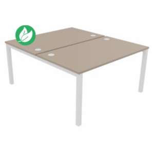 Bureau droit partagé 2 postes Burocolor - Départ - L.140 x P.163 cm - Plateau Argile - Pieds Blanc Bureau droit partagé 2 postes Burocolor - Départ - L.140 x P.163 cm - Plateau Argile - Pieds Blanc