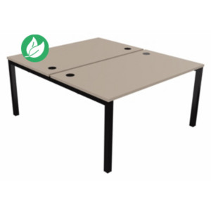 Bureau droit partagé 2 postes Burocolor - Départ - L.140 x P.163 cm - Plateau Argile - Pieds Noir Bureau droit partagé 2 postes Burocolor - Départ - L.140 x P.163 cm - Plateau Argile - Pieds Noir