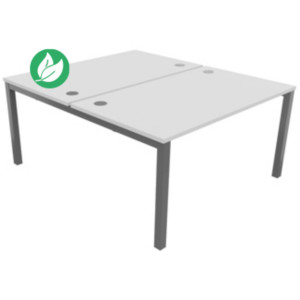 Bureau droit partagé 2 postes Burocolor - Départ - L.140 x P.163 cm - Plateau Blanc - Pieds Aluminium Bureau droit partagé 2 postes Burocolor - Départ - L.140 x P.163 cm - Plateau Blanc - Pieds Aluminium