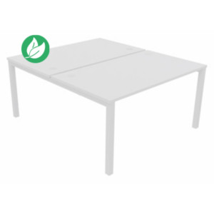 Bureau droit partagé 2 postes Burocolor - Départ - L.140 x P.163 cm - Plateau Blanc - Pieds Blanc Bureau droit partagé 2 postes Burocolor - Départ - L.140 x P.163 cm - Plateau Blanc - Pieds Blanc
